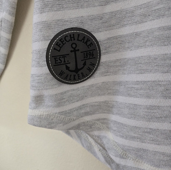 Blue 84 Gray and White Cowl Neck Sweater with Stripes - Picture 2 of 5